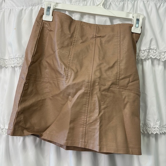 LF Dresses & Skirts - LF Pleather Tan mini skirt